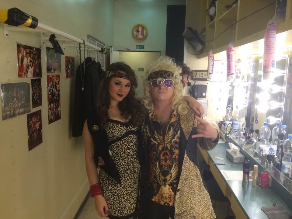 Tino and Emily backstage on the cruise ship where they met